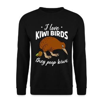 Ich liebe Kiwivögel Sie kacken Kiwis I Neuseeland - Unisex Pullover - Schwarz - Vorne - Alina (178cm) & Michal (187cm)