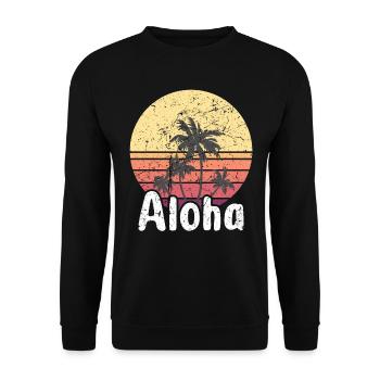 Aloha - Hawaii Surfing Retro Sunset - Unisex Sweatshirt - black - Front - Alina (178cm) & Michal (187cm)