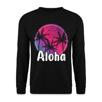 Aloha - Hawaii Surfing Retro Sunset - Unisex Sweatshirt - black - Front - Alina (178cm) & Michal (187cm)