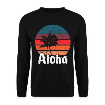 Aloha - Hawaii Surfing Retro Sunset - Unisex Sweatshirt - black - Front - Alina (178cm) & Michal (187cm)