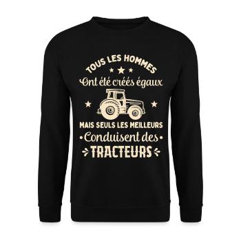 Les Meilleurs Conduisent Des Tracteurs - Sweat-shirt Unisexe - noir - Devant - Alina (178cm) & Michal (187cm)