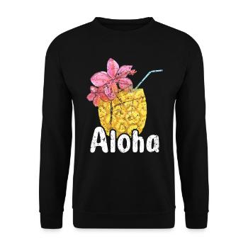 Aloha - Hawaii Surfing Retro Sunset - Unisex Sweatshirt - black - Front - Alina (178cm) & Michal (187cm)