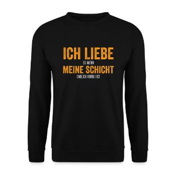 Arbeiter Müllabfuhr Schichtwechsel Shirt - Unisex Pullover - Schwarz - Vorne - Alina (178cm) & Michal (187cm)