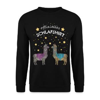 Lama Alpaka Offizielles Schlafshirt - Unisex Pullover - Schwarz - Vorne - Alina (178cm) & Michal (187cm)