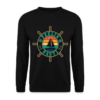 Feelin Nauti Je sens voilier nautique - Sweat-shirt Unisexe - noir - Devant - Alina (178cm) & Michal (187cm)