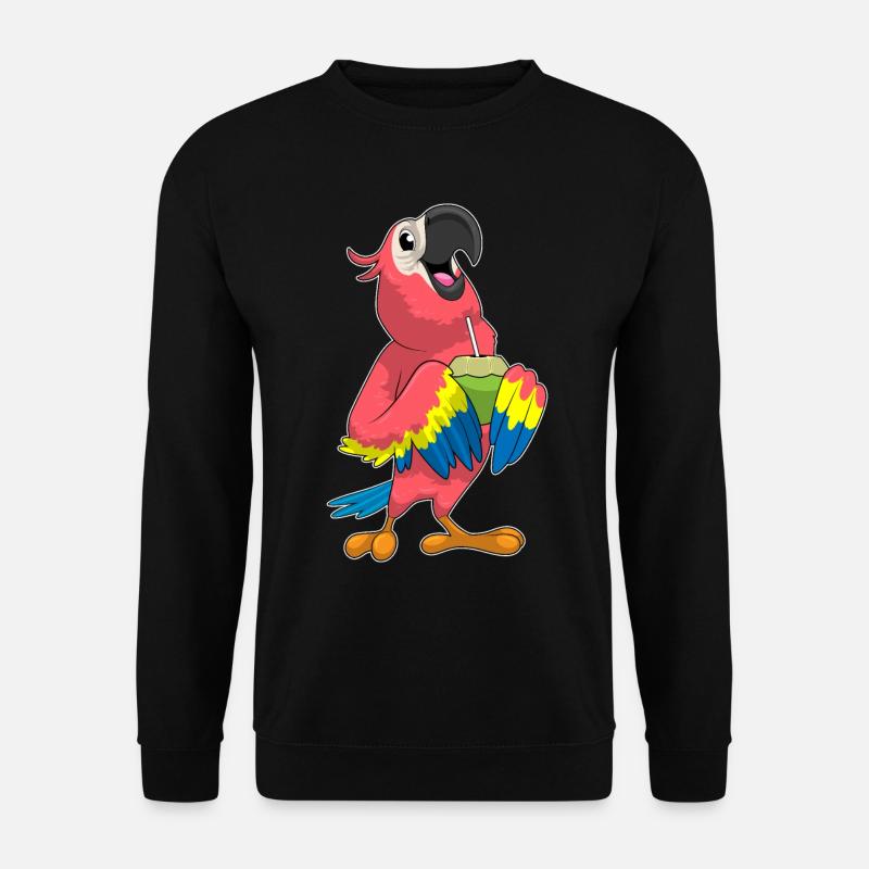 Parrot & Coconut with Straw - Unisex Sweatshirt - black