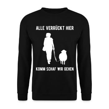 Alle Verrückt Komm Schaf Schäfer Schafe - Unisex Pullover - Schwarz - Vorne - Alina (178cm) & Michal (187cm)