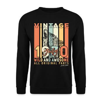 1970 Juillet Rétro - Sweat-shirt Unisexe - noir - Devant - Alina (178cm) & Michal (187cm)