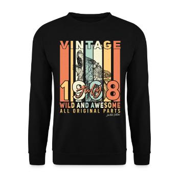 1968 Juli Retro - Unisex Pullover - Schwarz - Vorne - Alina (178cm) & Michal (187cm)