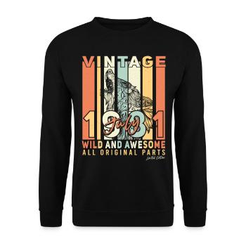 Année de construction 1981 en juillet - Sweat-shirt Unisexe - noir - Devant - Alina (178cm) & Michal (187cm)