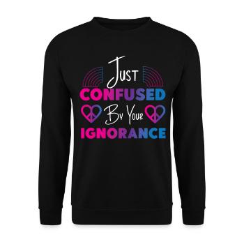 Bisexual Bi Pride Flag Just - Unisex Pullover - Schwarz - Vorne - Alina (178cm) & Michal (187cm)