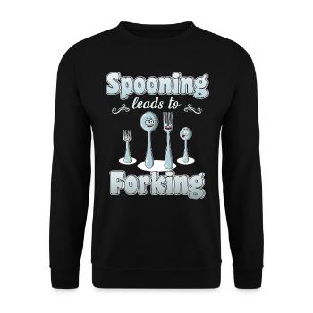 Wortwitz Kitchen Pun Restaurant Cuisine Couverts - Sweat-shirt Unisexe - noir - Devant - Alina (178cm) & Michal (187cm)