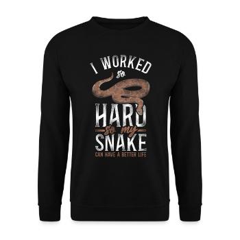 Snake Serpent Vintage I Worked - Unisex Pullover - Schwarz - Vorne - Alina (178cm) & Michal (187cm)