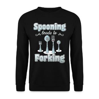 Wortwitz Cook Couverts Cuisine Restaurant Jeu de mots - Sweat-shirt Unisexe - noir - Devant - Alina (178cm) & Michal (187cm)