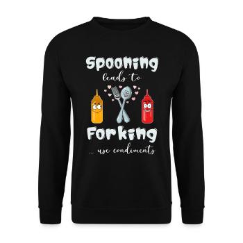 Restaurant Koch Besteck Wortwitz Cuisine Jeu de mots - Sweat-shirt Unisexe - noir - Devant - Alina (178cm) & Michal (187cm)