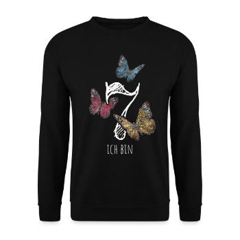 Siebter Geburtstag 7. Geburtstagshirt - Unisex Pullover - Schwarz - Vorne - Alina (178cm) & Michal (187cm)