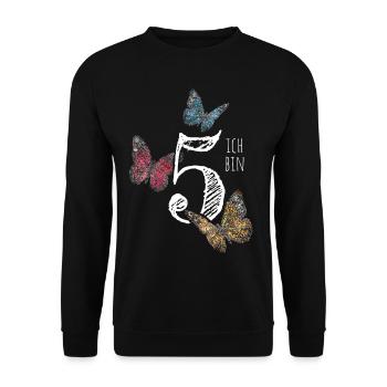 Fünfter Geburtstag 5. Geburtstagshirt - Unisex Pullover - Schwarz - Vorne - Alina (178cm) & Michal (187cm)