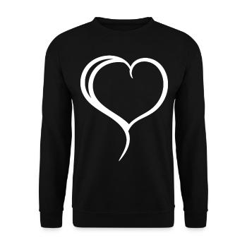 Cœur Blanc Simple - Sweat-shirt Unisexe - noir - Devant - Alina (178cm) & Michal (187cm)