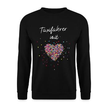 Taxifahrer Mit Herz Taxi Chaffeur Fahrer - Unisex Pullover - Schwarz - Vorne - Alina (178cm) & Michal (187cm)