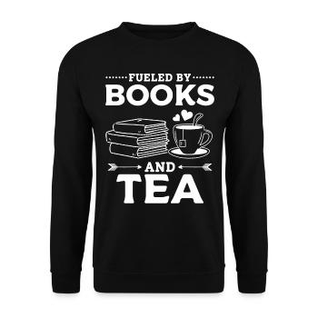 Alimenté par les livres et le thé Bookworm Lire des livres - Sweat-shirt Unisexe - noir - Devant - Alina (178cm) & Michal (187cm)