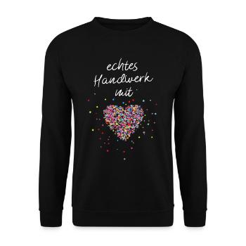 Handwerk Mit Herz Heimwerker Werkstatt - Unisex Pullover - Schwarz - Vorne - Alina (178cm) & Michal (187cm)
