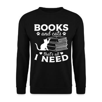 Des livres et des chats, c'est tout ce dont j'ai besoin - Sweat-shirt Unisexe - noir - Devant - Alina (178cm) & Michal (187cm)