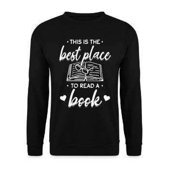 Librarian reading book This is the best place to go - Unisex Sweatshirt - black - Front - Alina (178cm) & Michal (187cm)
