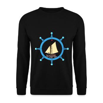 Maritim Grim Reaper Sailor Sailing Ship Steering Wheel - Unisex Sweatshirt - black - Front - Alina (178cm) & Michal (187cm)