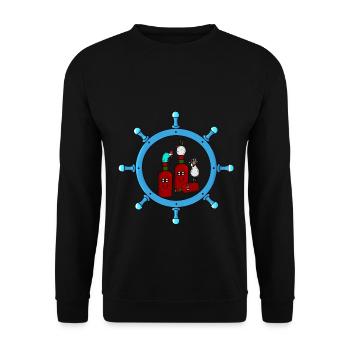Maritim Seemann Chicken Beer Party Steering Wheel - Unisex Sweatshirt - black - Front - Alina (178cm) & Michal (187cm)