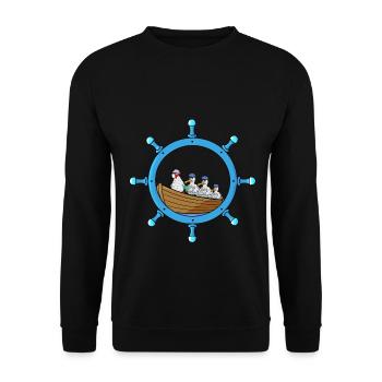 Volant maritime Grand-mère Poulet Détresse Bateau à rames - Sweat-shirt Unisexe - noir - Devant - Alina (178cm) & Michal (187cm)