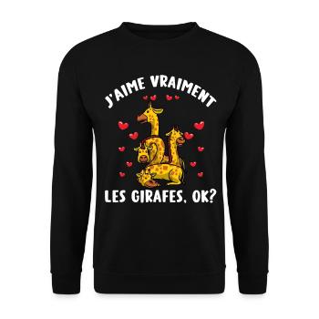 J'aime Vraiment Les Girafes - Sweat-shirt Unisexe - noir - Devant - Alina (178cm) & Michal (187cm)