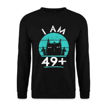 50th birthday woman 50th 50 years - I AM 49+ PLUS - Unisex Sweatshirt - black - Front - Alina (178cm) & Michal (187cm)