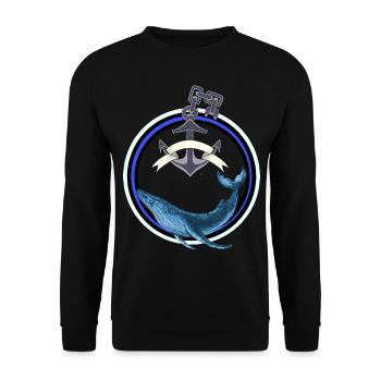Marine mammal Fish Whale Fish Anchor maritime - Unisex Sweatshirt - black - Front - Alina (178cm) & Michal (187cm)