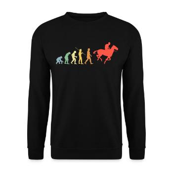 Pferd Reiten Evolution Retro Pferde Pferde Reiter - Unisex Pullover - Schwarz - Vorne - Alina (178cm) & Michal (187cm)