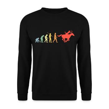 Pferd Und Bogen Evolution Retro Bogenschießen - Unisex Pullover - Schwarz - Vorne - Alina (178cm) & Michal (187cm)