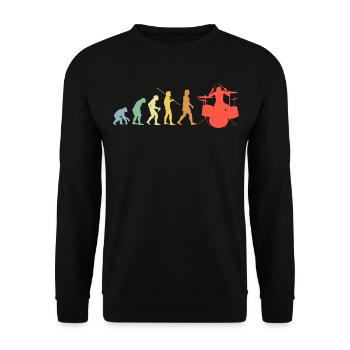 Schlagzeug Evolution Retro Musik Drummer - Unisex Pullover - Schwarz - Vorne - Alina (178cm) & Michal (187cm)