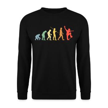 Skateboard Evolution Retro Skateboarding Skater - Unisex Pullover - Schwarz - Vorne - Alina (178cm) & Michal (187cm)