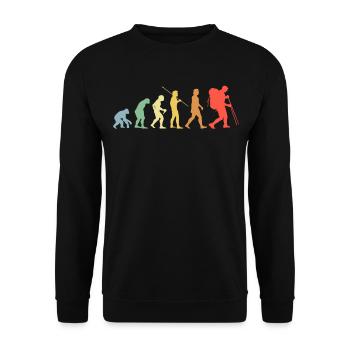Wandern Evolution Retro Berglauf Wanderer - Unisex Pullover - Schwarz - Vorne - Alina (178cm) & Michal (187cm)