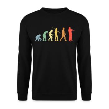 Trumpet Evolution Retro Music Trumpet Player - Unisex Sweatshirt - black - Front - Alina (178cm) & Michal (187cm)