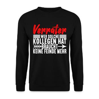 Abschiedsgeschenk Jobwechsel Kollege - Unisex Pullover - Schwarz - Vorne - Alina (178cm) & Michal (187cm)