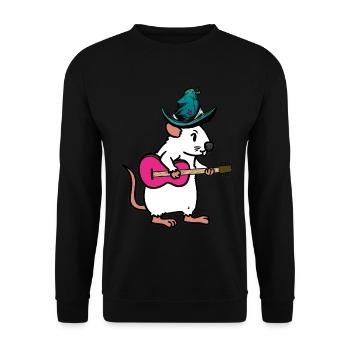 Rodent Rat Mouse Musician Guitar Music Kids Child - Unisex Sweatshirt - black - Front - Alina (178cm) & Michal (187cm)