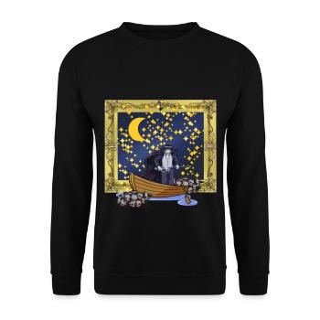 Sternenhimmel Fantasy Krieger Schwert Kampf Tod - Unisex Pullover - Schwarz - Vorne - Alina (178cm) & Michal (187cm)