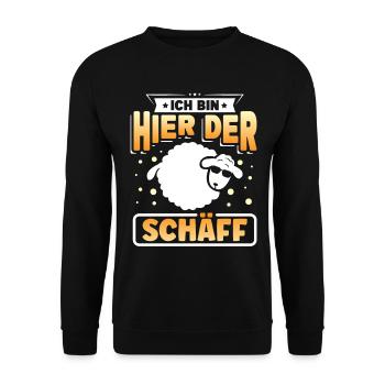 Ich bin hier der Schäff - Unisex Pullover - Schwarz - Vorne - Alina (178cm) & Michal (187cm)
