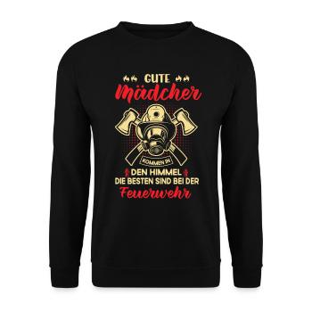 Feuerwehrfrau Spruch Freiwillige Feuerwehr Lustig - Unisex Pullover - Schwarz - Vorne - Alina (178cm) & Michal (187cm)