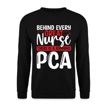 Patient Care Assistant Nursing PCA Nurse Badge - Unisex Sweatshirt - black - Front - Alina (178cm) & Michal (187cm)