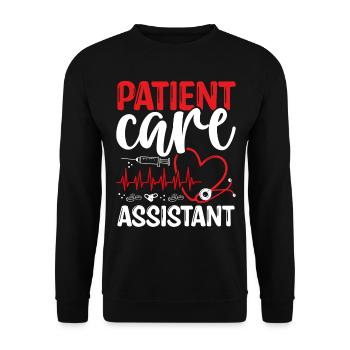 Patient Care Assistant Stethoscope PCA Nurse - Unisex Sweatshirt - black - Front - Alina (178cm) & Michal (187cm)