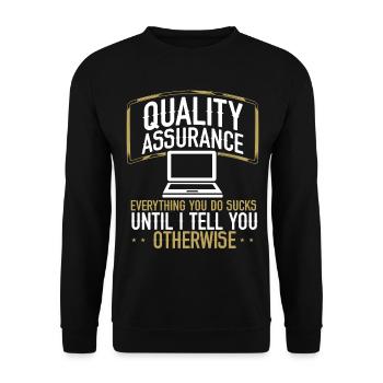 QA Engineering Code Testing Quality Assurance - Unisex Sweatshirt - black - Front - Alina (178cm) & Michal (187cm)