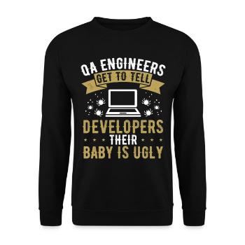 Analyste de l’assurance qualité des logiciels d’ingénierie QA - Sweat-shirt Unisexe - noir - Devant - Alina (178cm) & Michal (187cm)