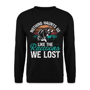 Raccoon Hunting Funny Raccoon Hunter Enthusiast - Unisex Pullover - Schwarz - Vorne - Alina (178cm) & Michal (187cm)
