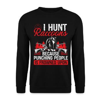 Raccoon Hunting Funny Raccoon Hunter Accessoires - Unisex Pullover - Schwarz - Vorne - Alina (178cm) & Michal (187cm)